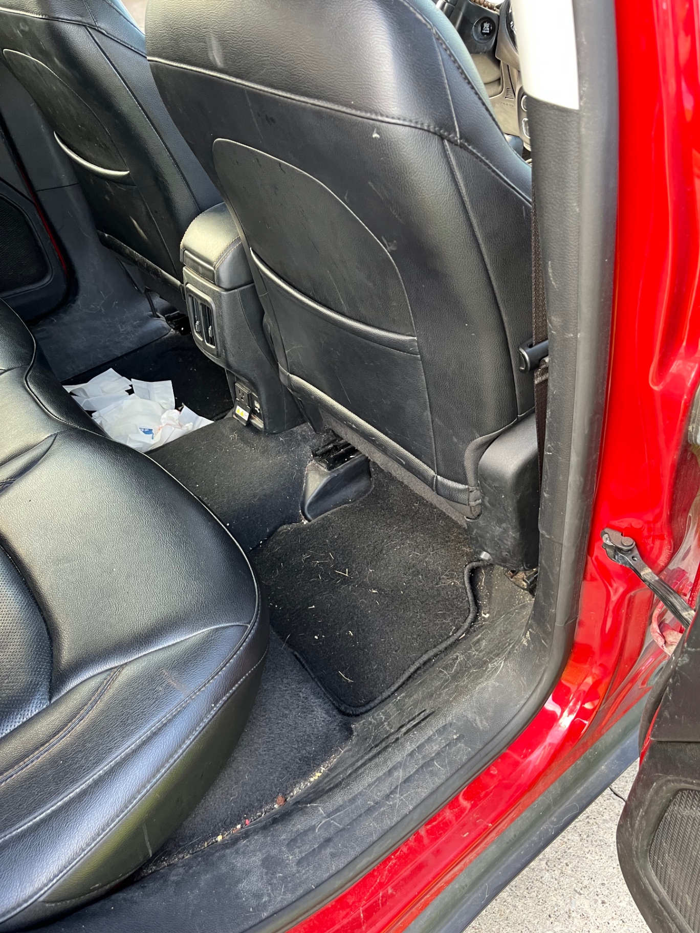 Jeep Compass rear seat floor area — before