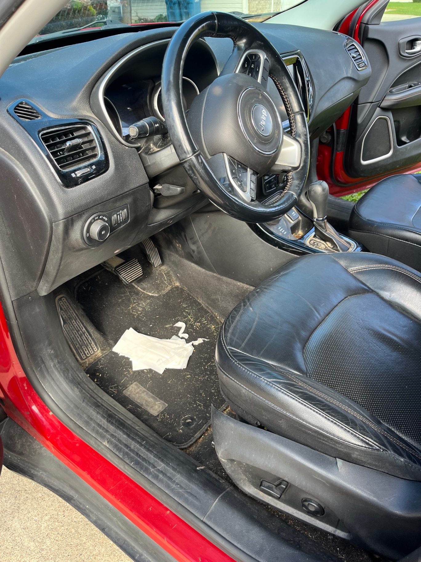 Jeep Compass driver seat and floor — before