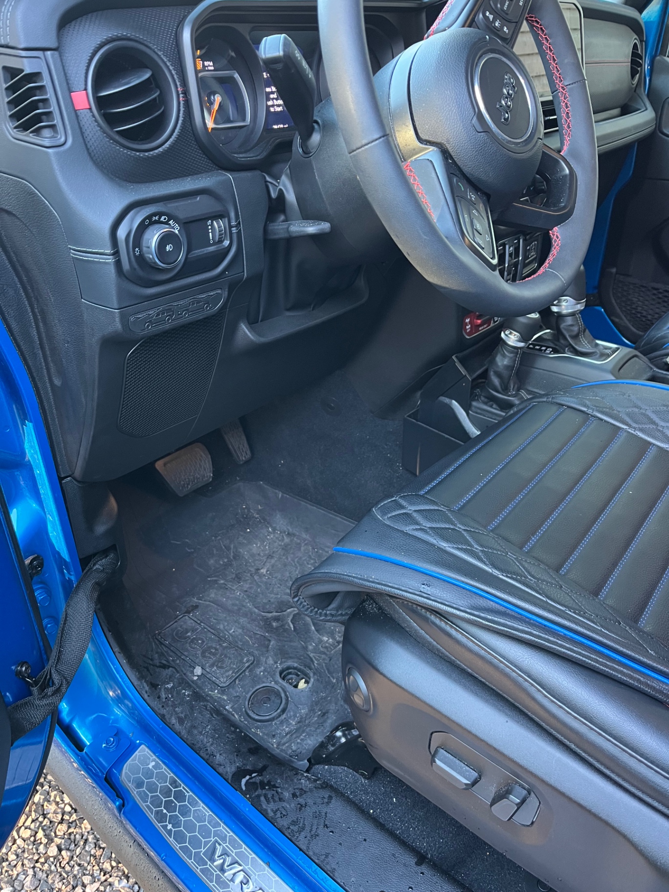Jeep Rubicon driver area — before